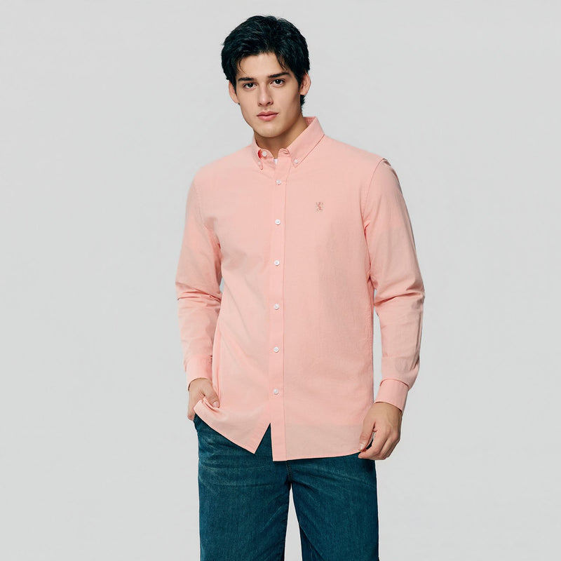 Men’s Cotton Slim Oxford Shirt with Embroidery