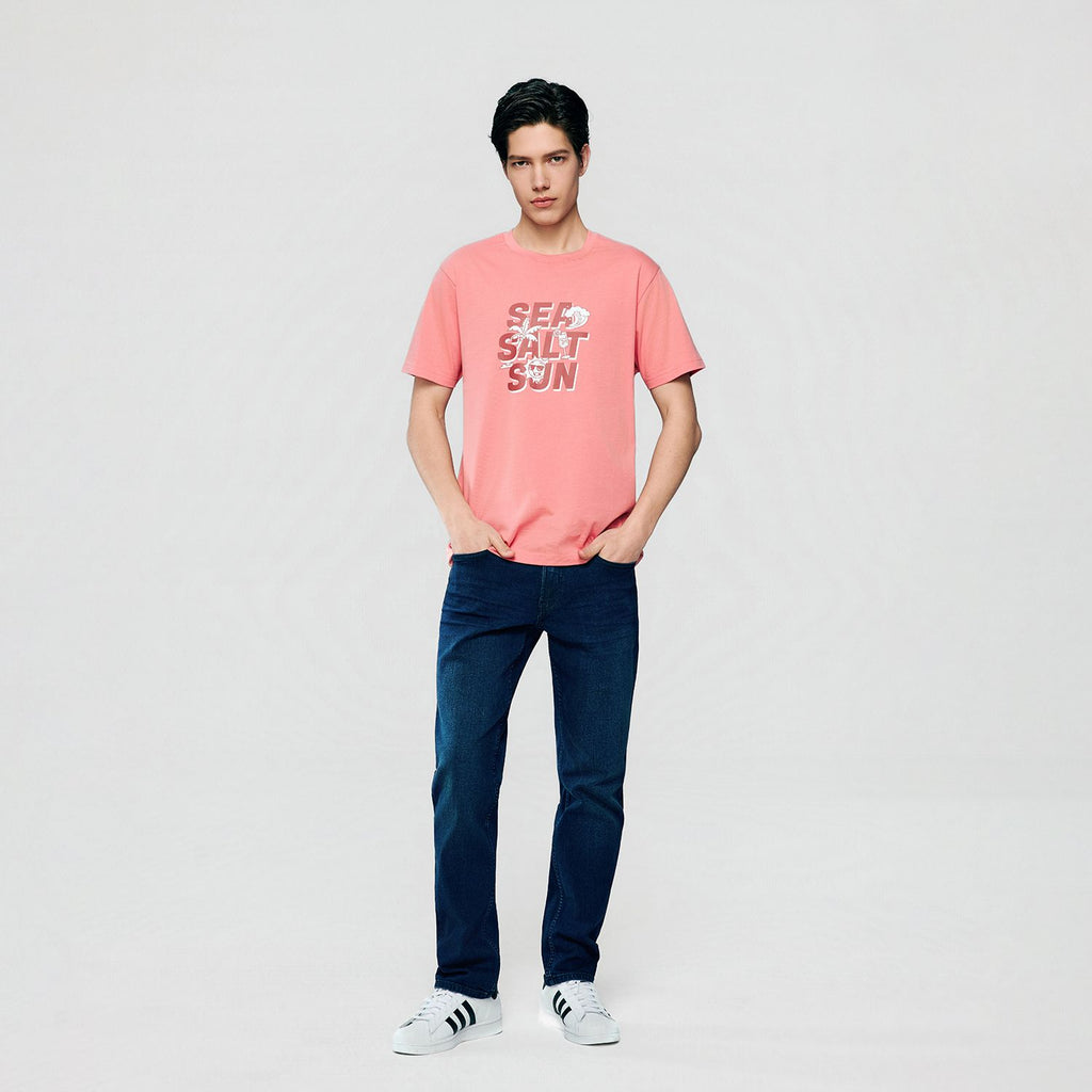 Men’s Slim Cotton Crew Neck Message Print Tee
