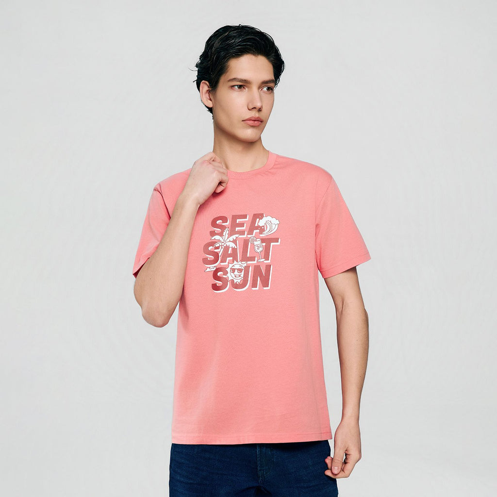 Men’s Slim Cotton Crew Neck Message Print Tee