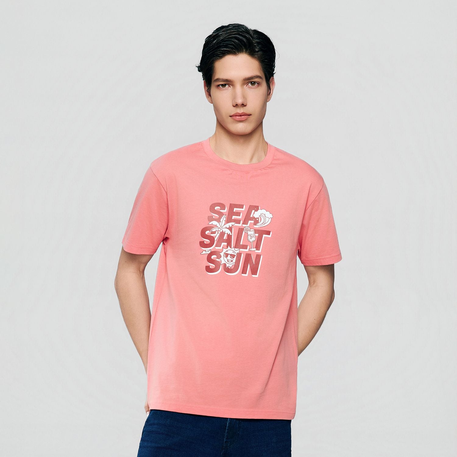 Men’s Slim Cotton Crew Neck Message Print Tee