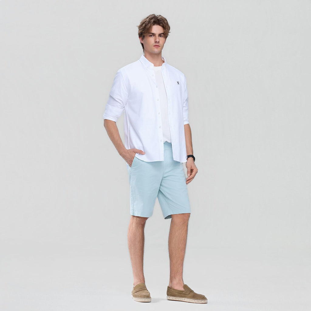 Men’s Slim Twill Bermuda Shorts with Stretch Waist