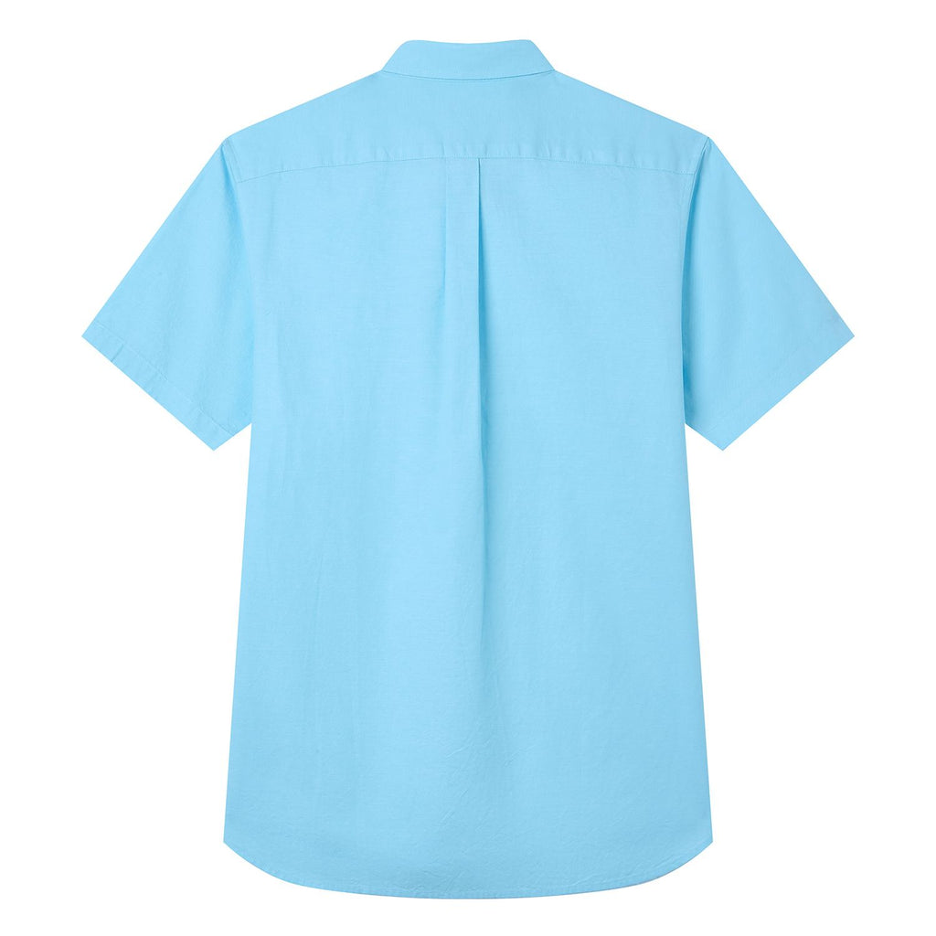 Men’s Cotton Oxford Slim Fit Short-Sleeve Shirt with Embroidery