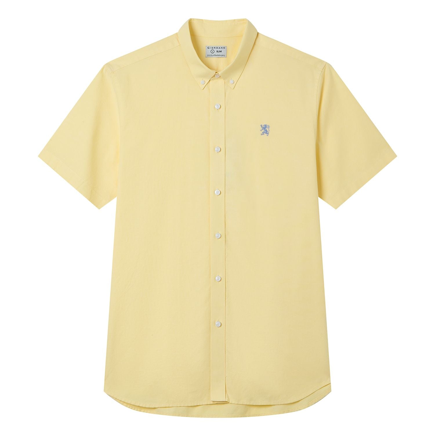 Men’s Cotton Oxford Slim Fit Short-Sleeve Shirt with Embroidery