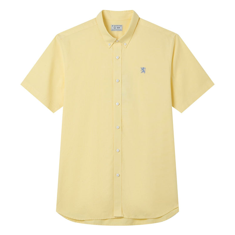 Men’s Cotton Oxford Slim Fit Short-Sleeve Shirt with Embroidery