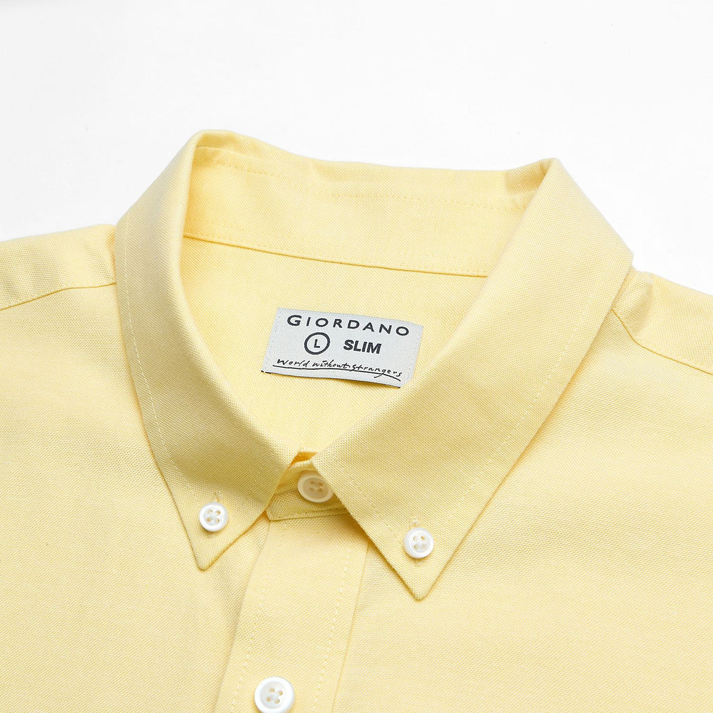 Men’s Cotton Oxford Slim Fit Short-Sleeve Shirt with Embroidery