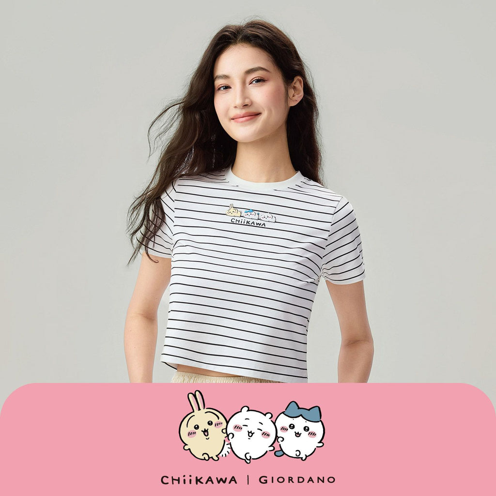 Women's Chiikawa Striped Cropped Tee