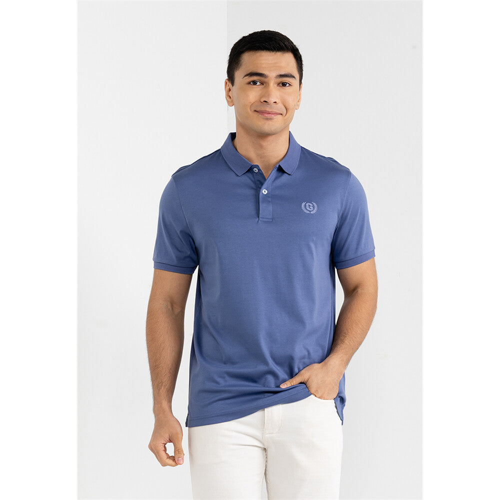 Giordano Men's Liquid Touch Polo: Slim Fit Comfort & Lasting Color-Blue