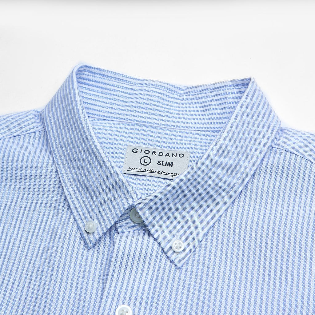 Men’s Cotton Oxford Slim Fit Short-Sleeve Shirt with Embroidery