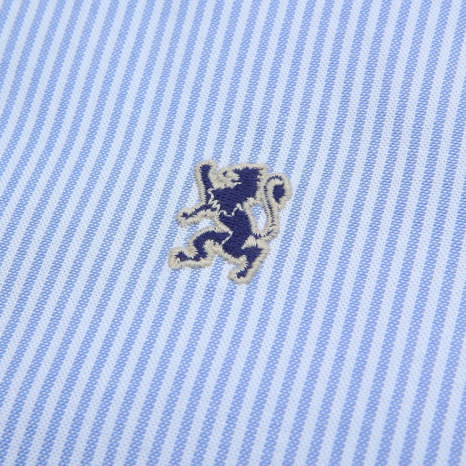 Men’s Cotton Oxford Slim Fit Short-Sleeve Shirt with Embroidery