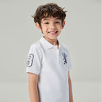 Kids’ Slim Fit Lion Embroidered Cotton Polo