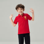 Kids’ Slim Fit Lion Embroidered Cotton Polo