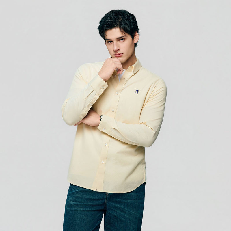 Men’s Cotton Slim Oxford Shirt with Embroidery