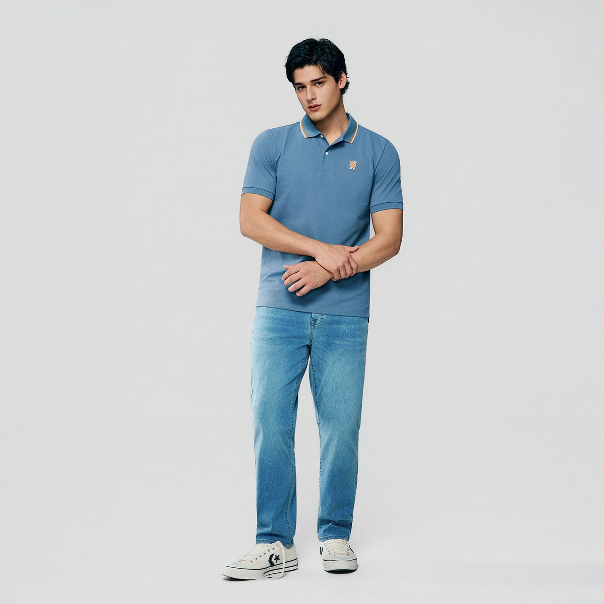 Men's Pique Embroidered Slim Polo
