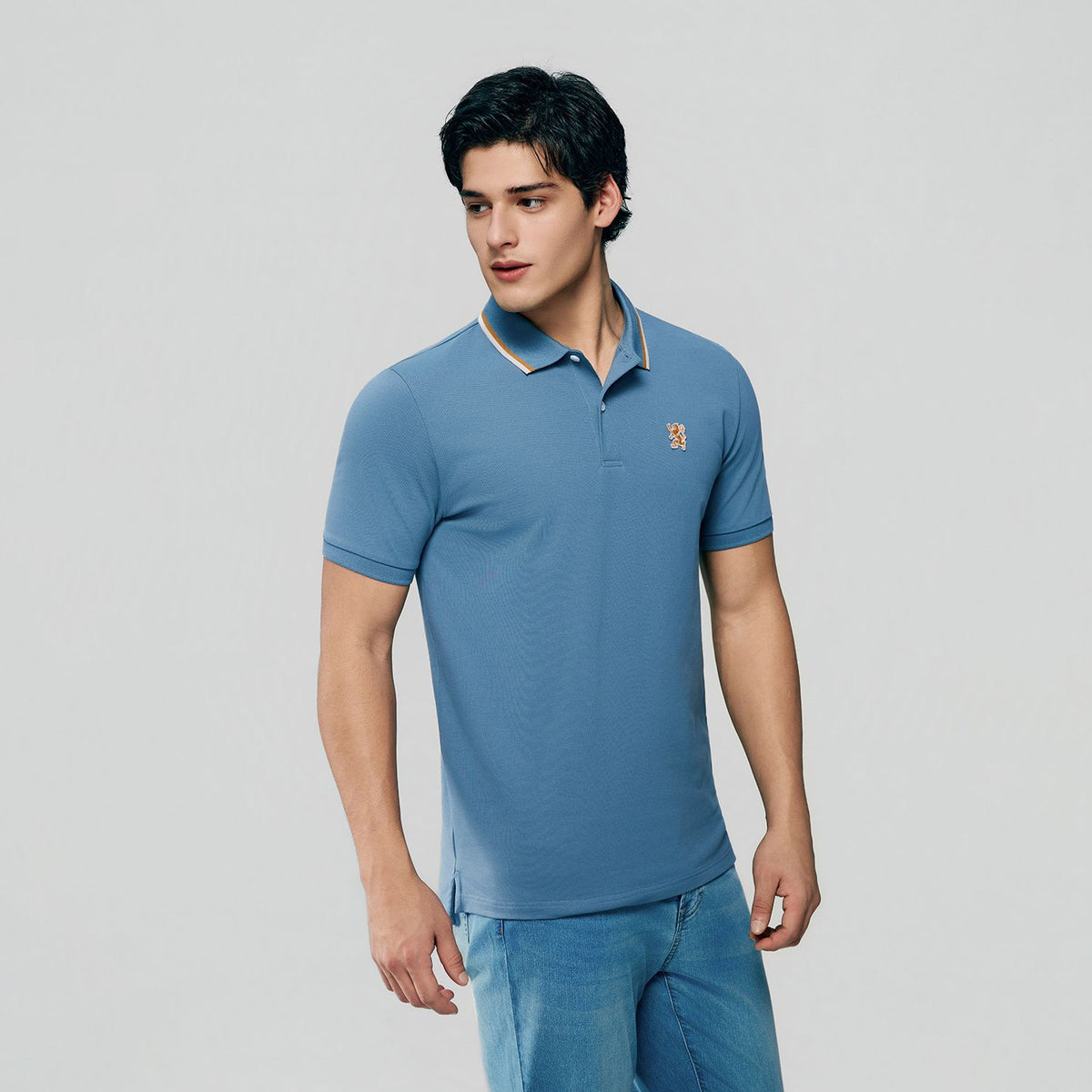 Men's Pique Embroidered Slim Polo