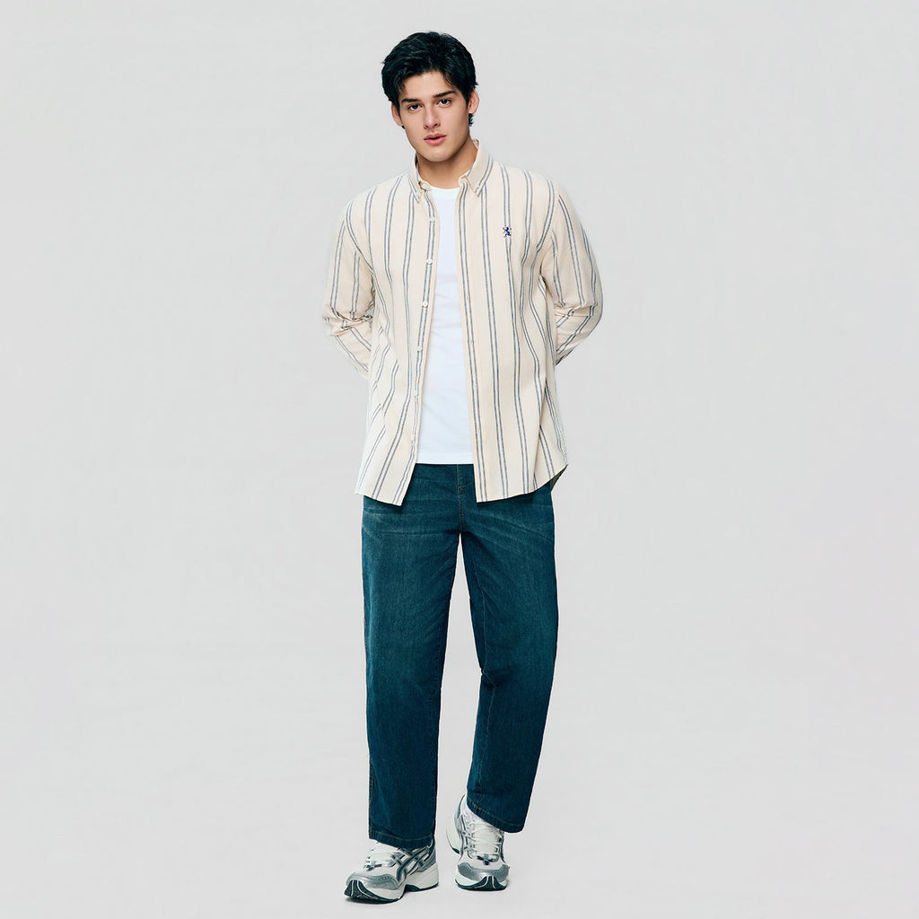 Men’s Cotton Slim Oxford Shirt with Embroidery