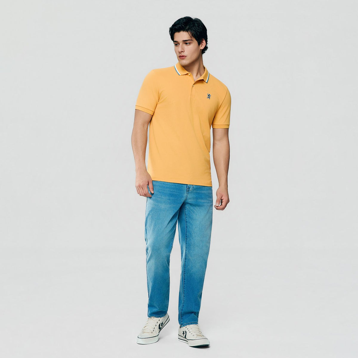 Men's Pique Embroidered Slim Polo