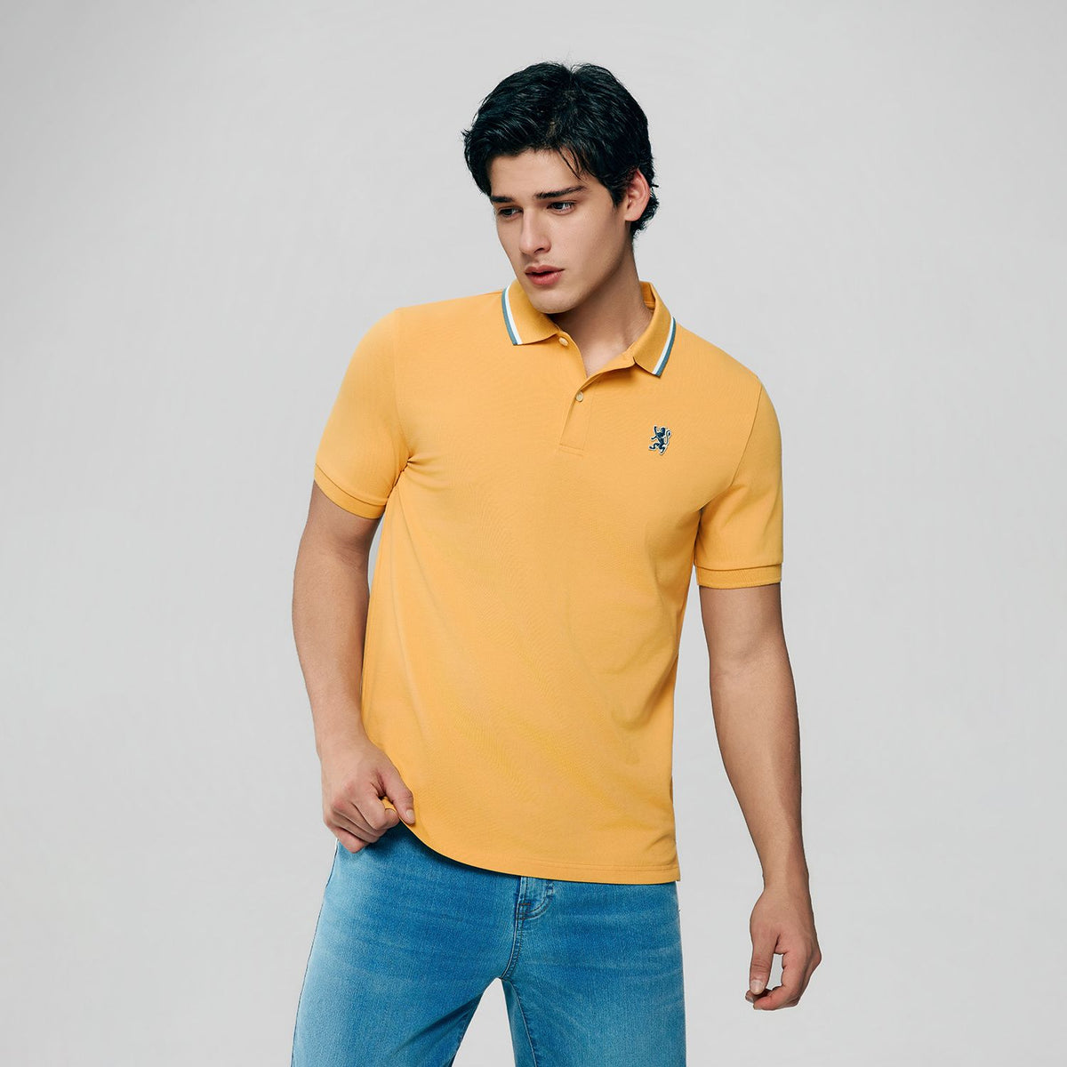 Men's Pique Embroidered Slim Polo