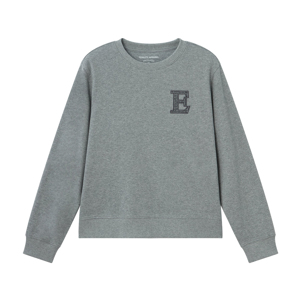 Giordano Women's Cozy Waffle Knit Sweatshirt-Grey