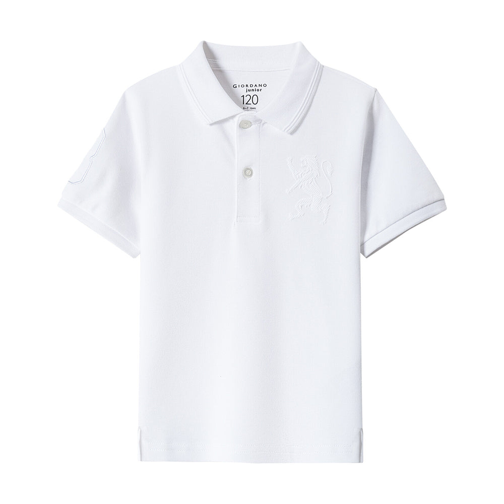 Giordano Junior Embroidery Short Sleeve Bold Polo-White