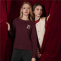 Giordano Women's Cozy Waffle Knit Sweatshirt-Red