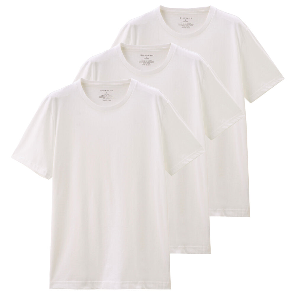 Giordano Men's Basic Tees (3-Packs)-White