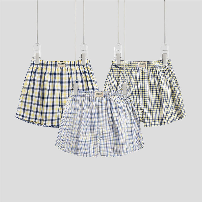 Men's Cotton Contrast Color Boxers (3Pcs/Pack)