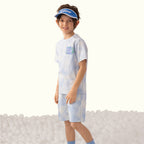 Giordano Junior French Terry Mid-Rise Comfort Fit Elastic Waist Shorts-Blue