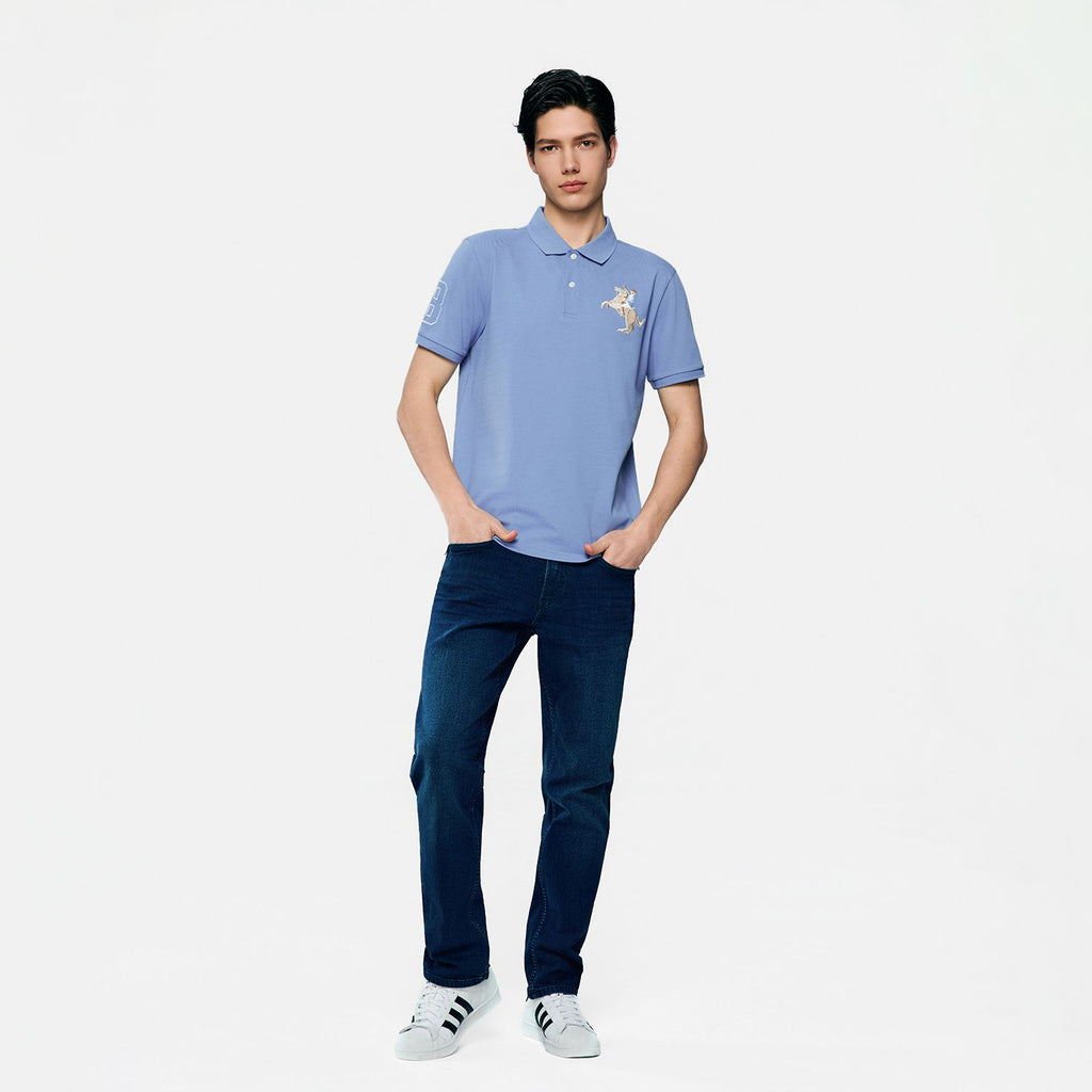 Men’s Slim Fit Napoleon Embroidery Lycra Pique Polo