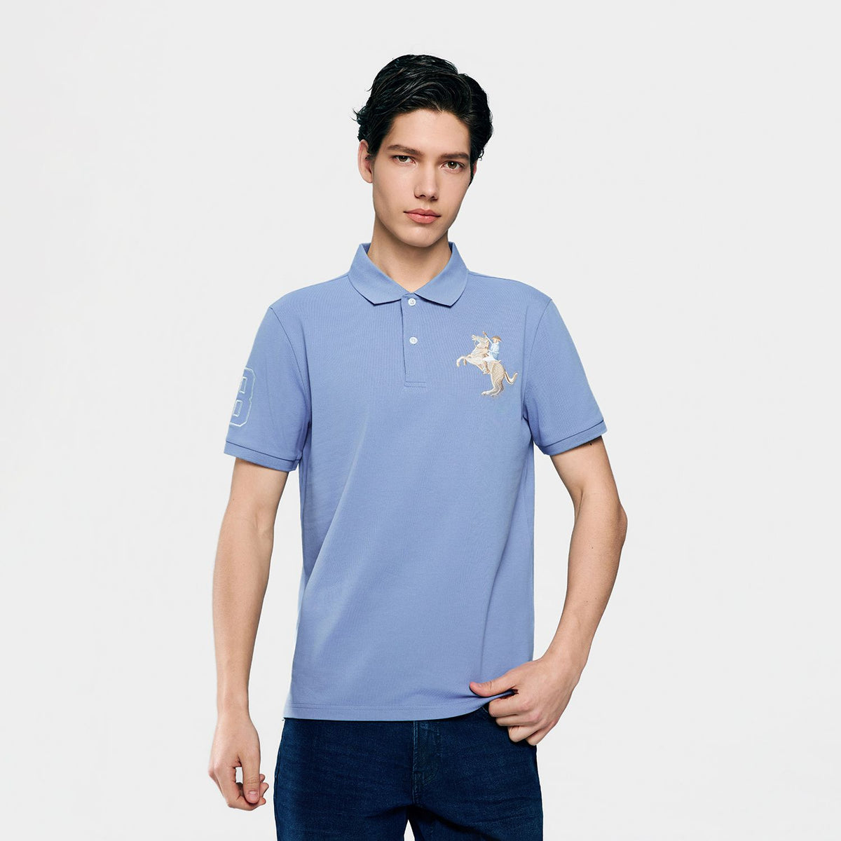 Men’s Slim Fit Napoleon Embroidery Lycra Pique Polo