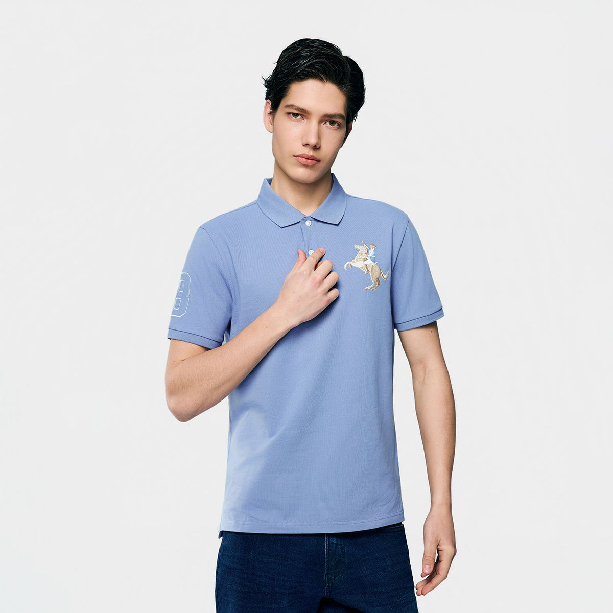 Men’s Slim Fit Napoleon Embroidery Lycra Pique Polo