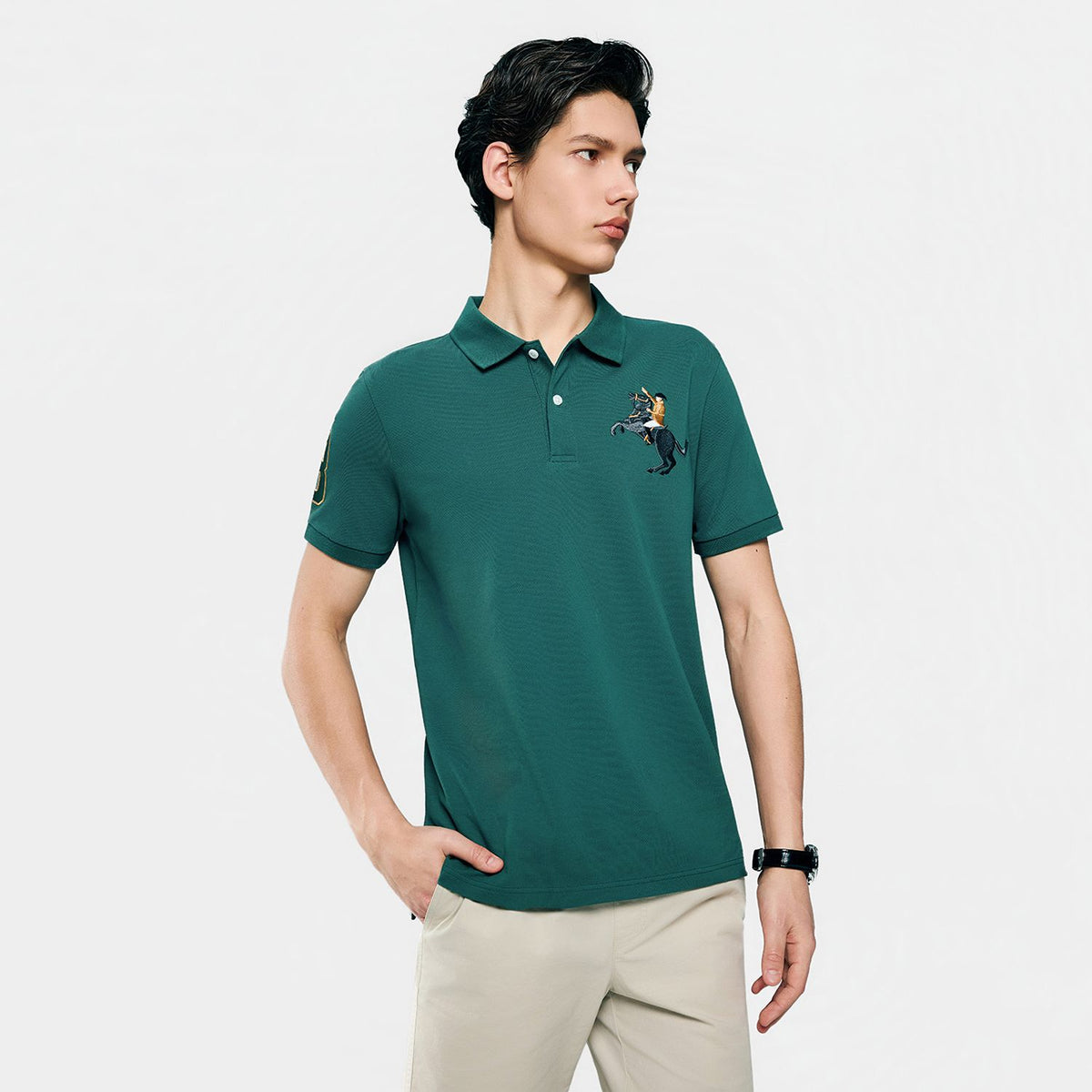 Men’s Slim Fit Napoleon Embroidery Lycra Pique Polo