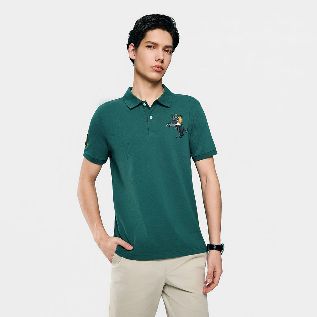Men’s Slim Fit Napoleon Embroidery Lycra Pique Polo
