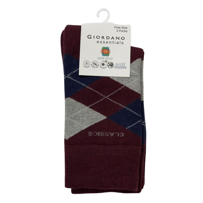 Giordano Classic Men Collection Long Socks - 2 Pack, Cotton Polyester Elastane Blend - Premium Socks