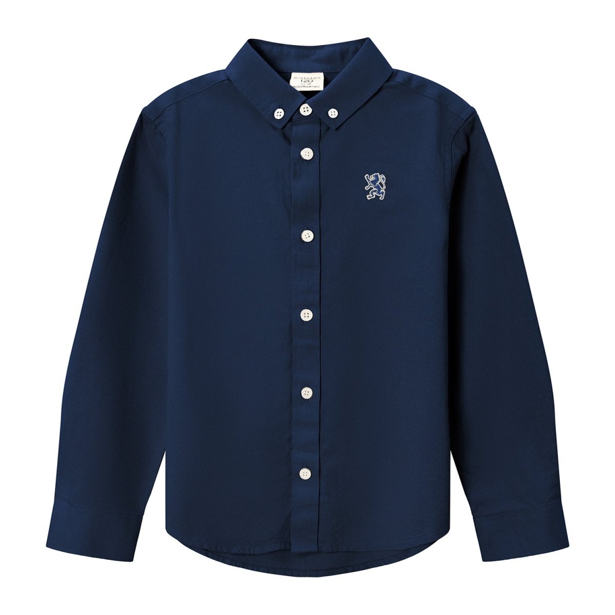 Giordano Junior Cotton Oxford Full Opening Long Sleeve Slim Fit Embroidery Garment Wash Shirt - Premium Shirts