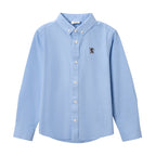 Giordano Junior Cotton Oxford Full Opening Long Sleeve Slim Fit Embroidery Garment Wash Shirt - Premium Shirts