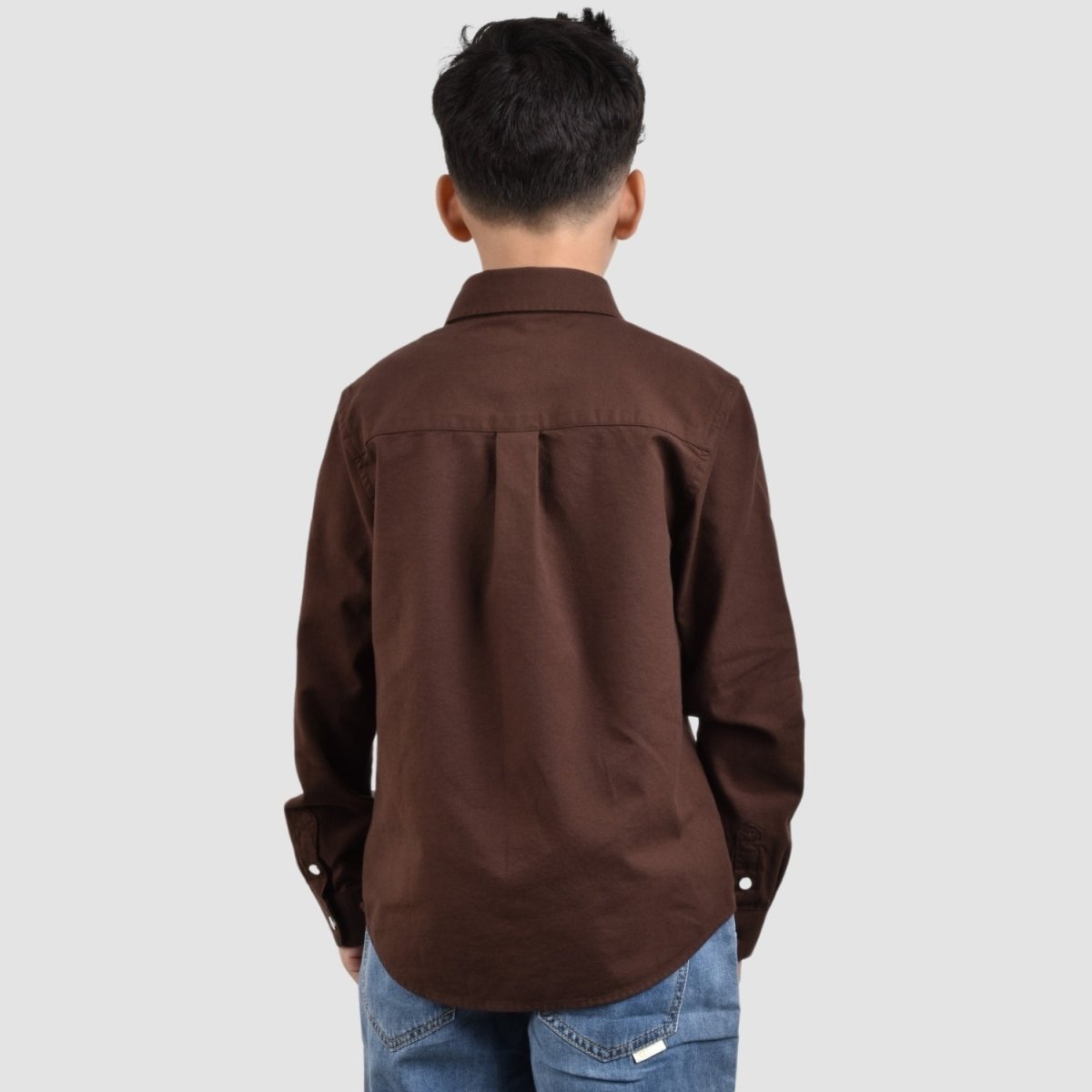 Giordano Junior Cotton Oxford Full Opening Long Sleeve Slim Fit Embroidery Garment Wash Shirt - Premium Shirts