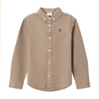 Giordano Junior Cotton Oxford Full Opening Long Sleeve Slim Fit Embroidery Garment Wash Shirt - Premium Shirts