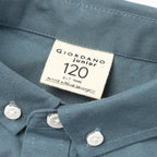 Giordano Junior Cotton Oxford Full Opening Long Sleeve Slim Fit Embroidery Garment Wash Shirt - Premium Shirts