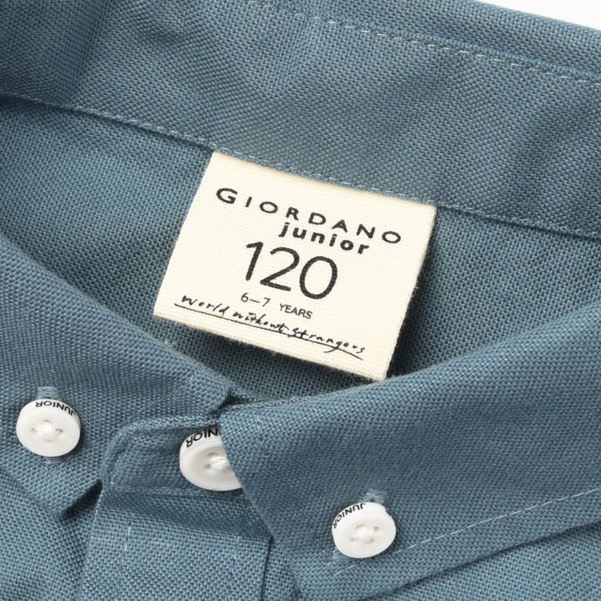 Giordano Junior Cotton Oxford Full Opening Long Sleeve Slim Fit Embroidery Garment Wash Shirt - Premium Shirts