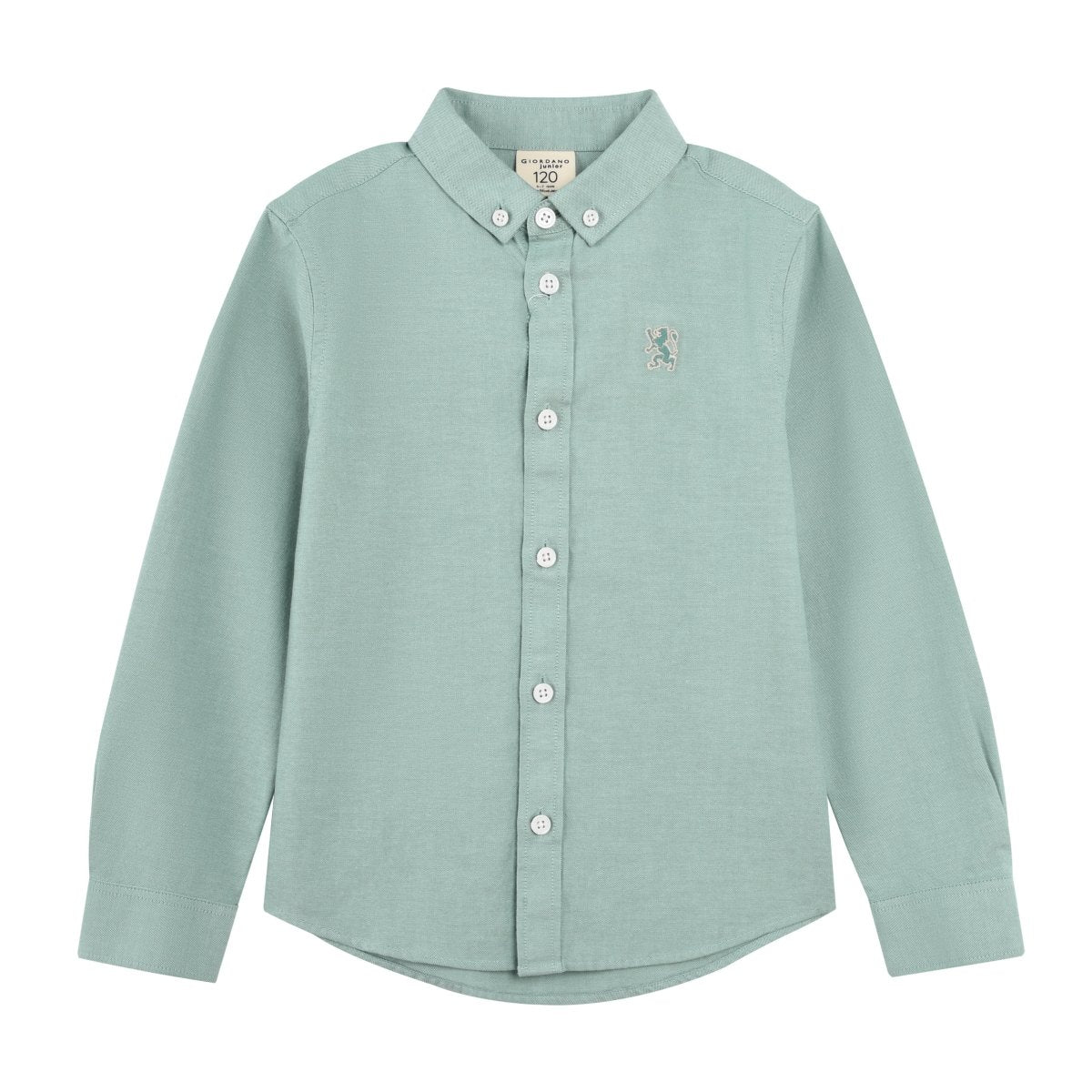 Giordano Junior Cotton Oxford Full Opening Long Sleeve Slim Fit Embroidery Garment Wash Shirt - Premium Shirts