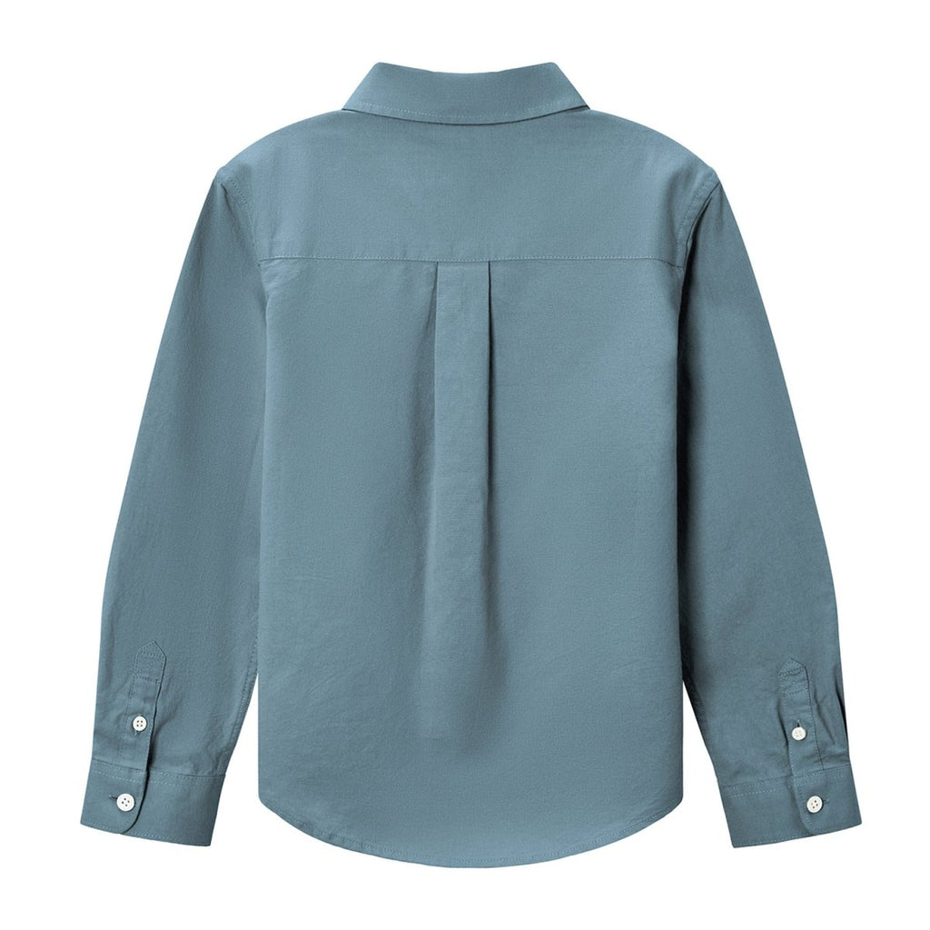 Giordano Junior Cotton Oxford Full Opening Long Sleeve Slim Fit Embroidery Garment Wash Shirt - Premium Shirts