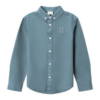 Giordano Junior Cotton Oxford Full Opening Long Sleeve Slim Fit Embroidery Garment Wash Shirt - Premium Shirts