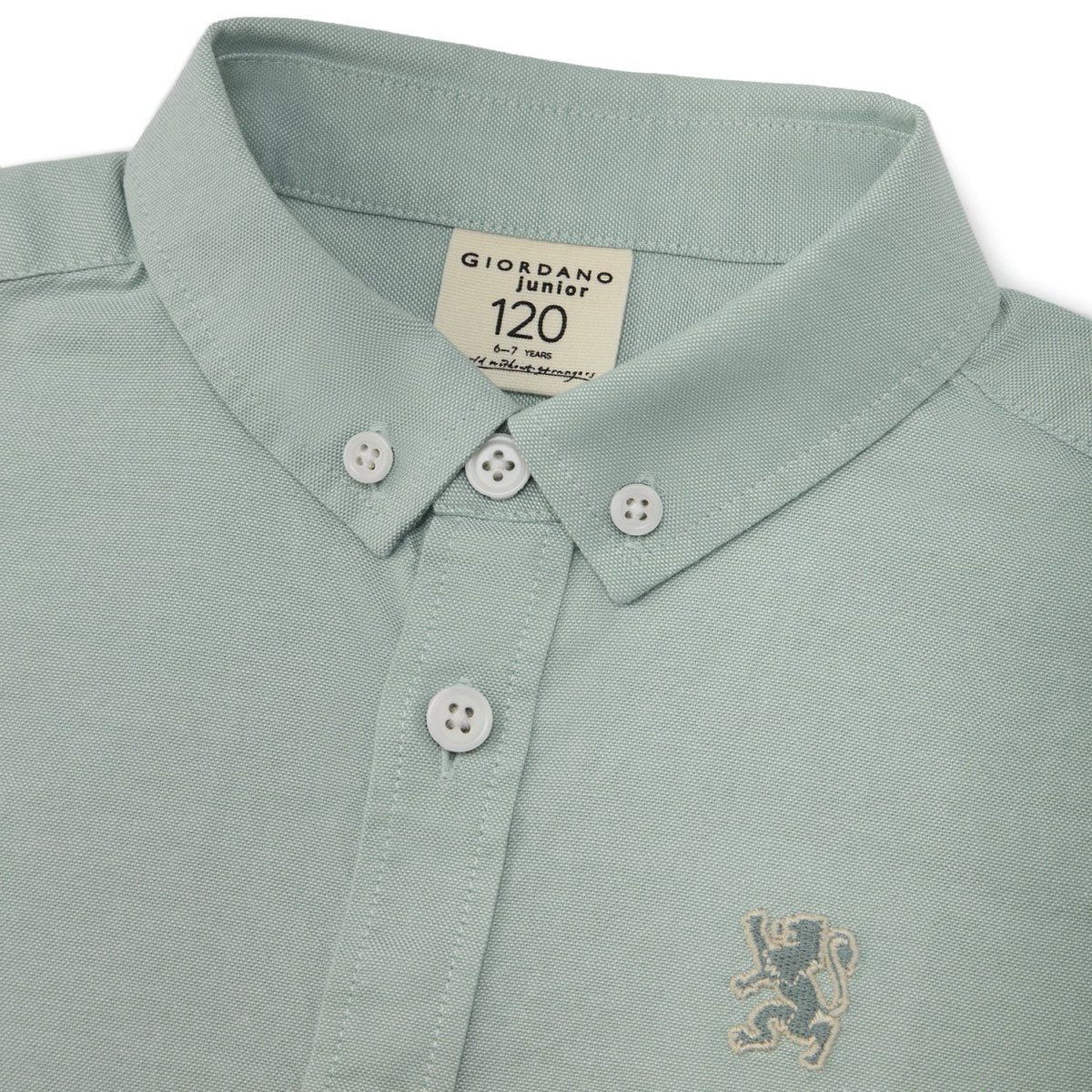 Giordano Junior Cotton Oxford Full Opening Long Sleeve Slim Fit Embroidery Garment Wash Shirt - Premium Shirts
