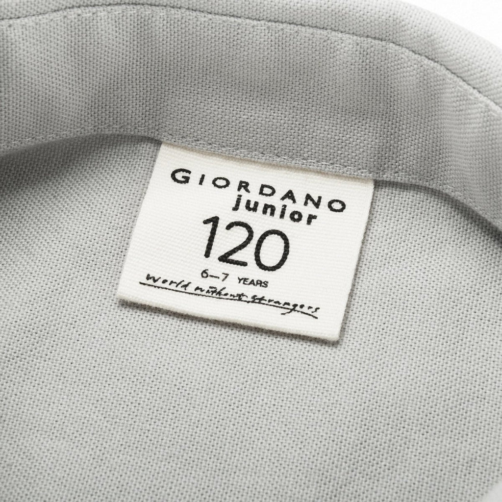 Giordano Junior Cotton Oxford Full Opening Long Sleeve Slim Fit Embroidery Garment Wash Shirt - Premium Shirts