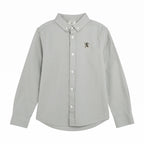 Giordano Junior Cotton Oxford Full Opening Long Sleeve Slim Fit Embroidery Garment Wash Shirt - Premium Shirts