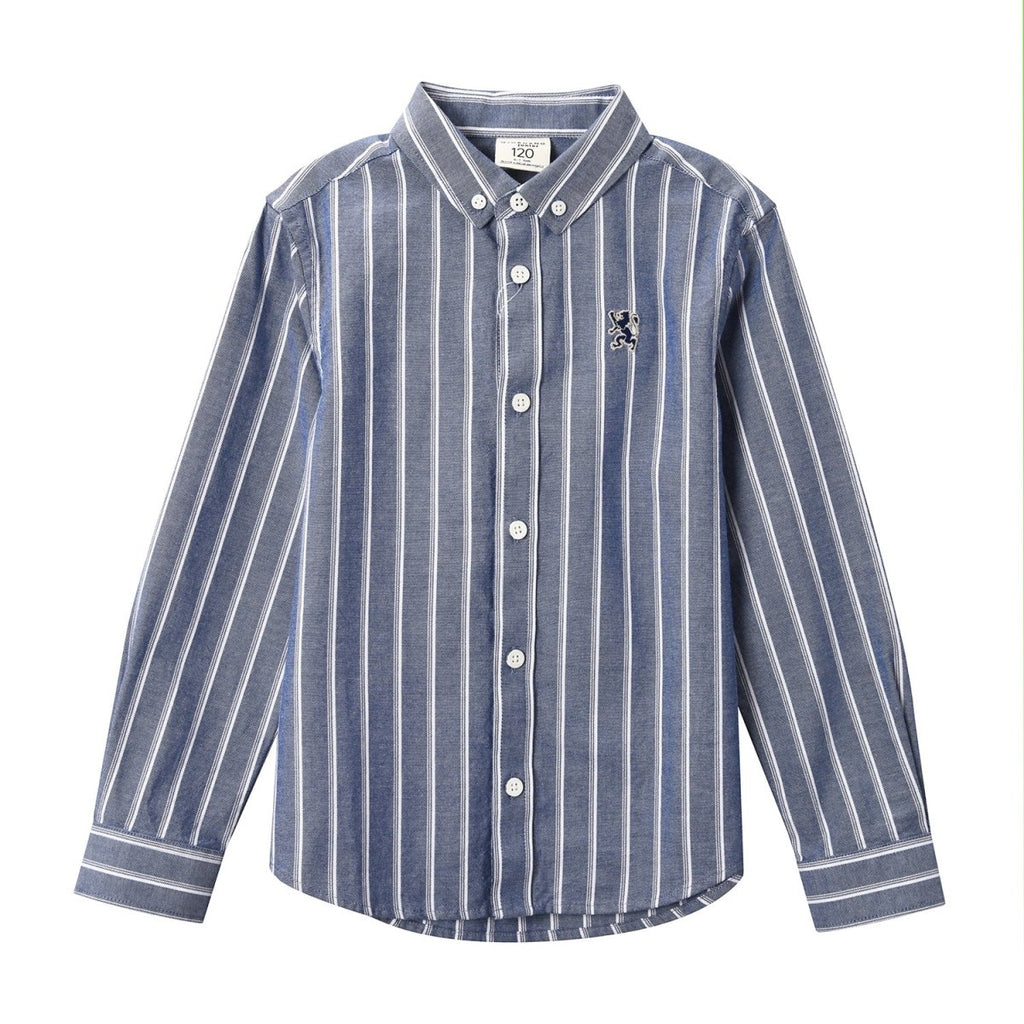 Giordano Junior Cotton Oxford Full Opening Long Sleeve Slim Fit Embroidery Garment Wash Shirt - Premium Shirts