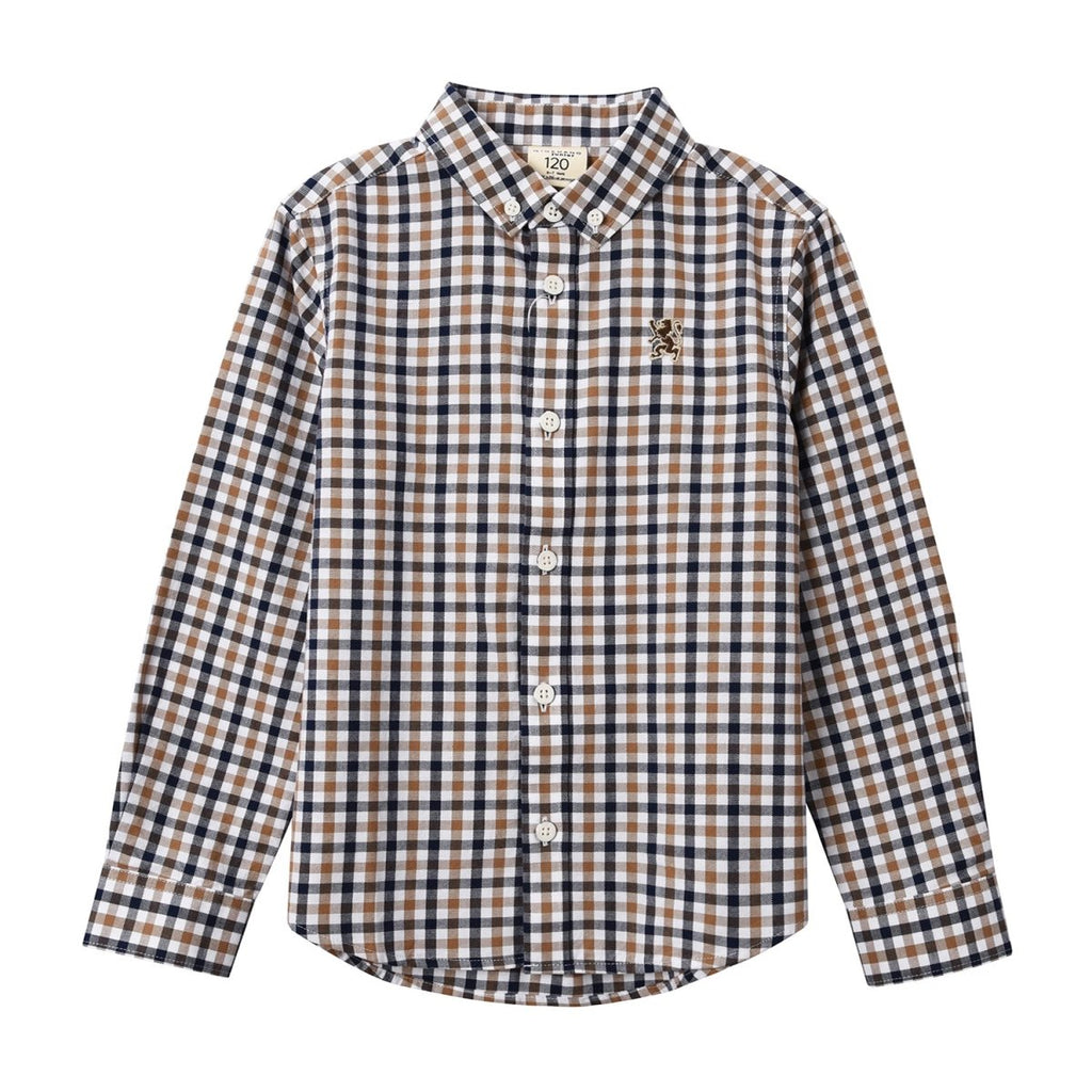 Giordano Junior Cotton Oxford Full Opening Long Sleeve Slim Fit Embroidery Garment Wash Shirt - Premium Shirts
