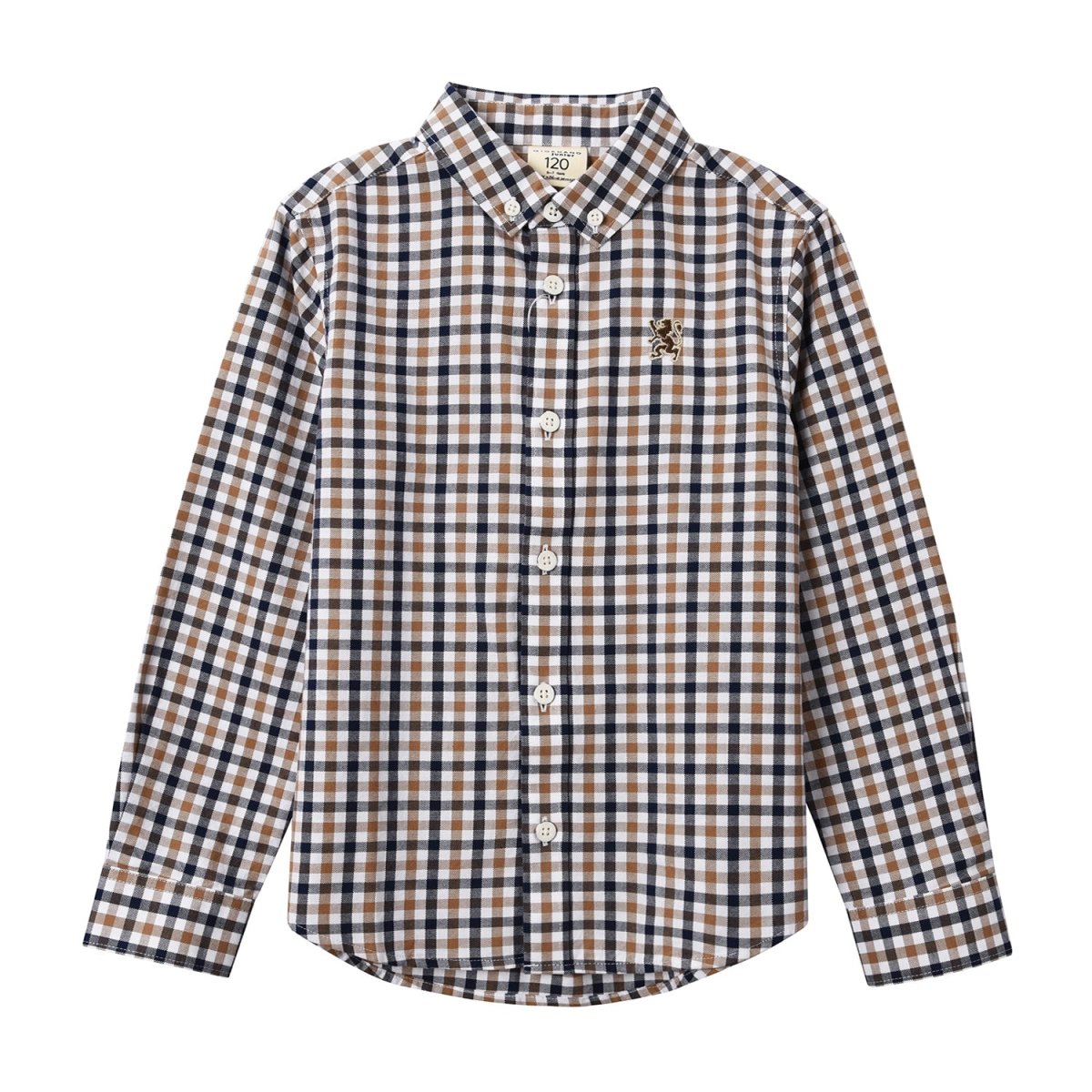 Giordano Junior Cotton Oxford Full Opening Long Sleeve Slim Fit Embroidery Garment Wash Shirt - Premium Shirts