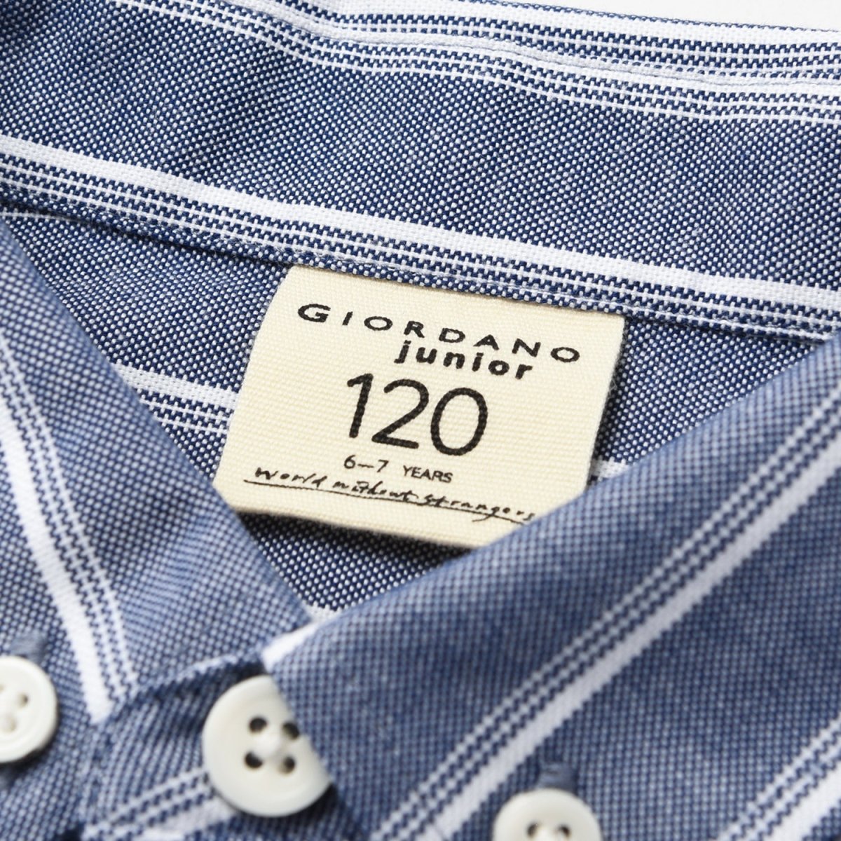 Giordano Junior Cotton Oxford Full Opening Long Sleeve Slim Fit Embroidery Garment Wash Shirt - Premium Shirts