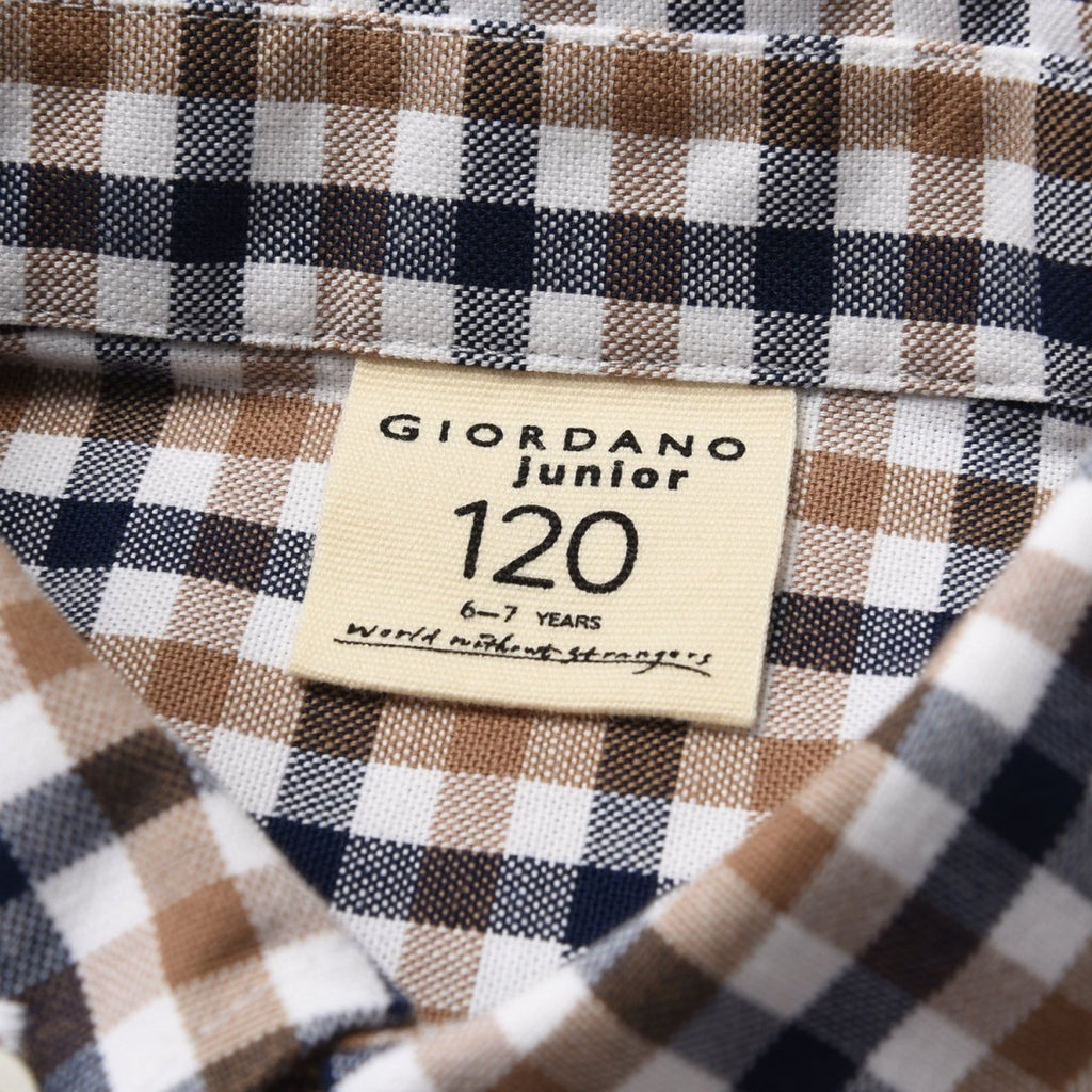 Giordano Junior Cotton Oxford Full Opening Long Sleeve Slim Fit Embroidery Garment Wash Shirt - Premium Shirts
